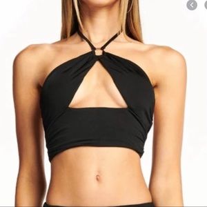 I.AM.GIA | Estel blk cropped keyhole halter top